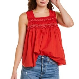 Madewell Red Embroidered Tank Top